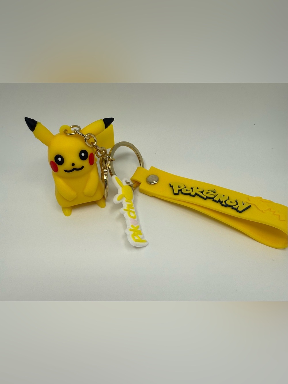Pokemon Yellow Pikachu Rubber Keychain with Strap